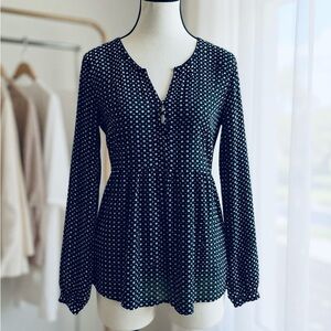 Dalia Women’s Navy Blue & White Blouse with Button Detail - Small, New